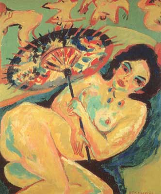 Gemaelde Reproduktion von Ernst Ludwig Kirchner Mädchen unter japanischer Sonne