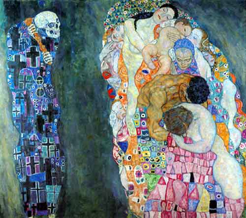 Gemaelde Reproduktion von Gustave Klimt Tod und Leben
