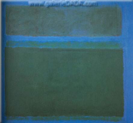 Gemaelde Reproduktion von Mark Rothko Grüner schwarzer Ton auf blau