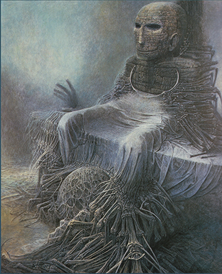 Gemälde Reproduktion von Zdzislaw Beksinski Der Mann aus dem Stein