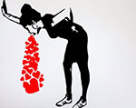 Gemaelde Reproduktion von Banksy Herzen werfen