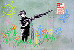 Gemaelde Reproduktion von Banksy Maschinengewehre für Wachsstifte