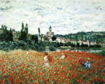 Gemaelde Reproduktion von Claude Monet Mohnfeld in der Nähe von Vetheuil