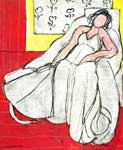 Gemaelde Reproduktion von Henri Matisse Junge Mädchen in weiß auf rotem Hintergrund