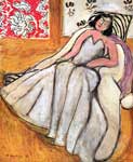 Gemaelde Reproduktion von Henri Matisse Mädchen mit Pelzmantel, gelber Hintergrund