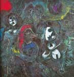 Gemaelde Reproduktion von Marc Chagall Nachts getaufte Clowns