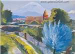 Gemaelde Reproduktion von Martiros Saryan, April Landschaft