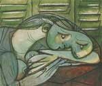 Gemaelde Reproduktion von Pablo Picasso Schlafende Frau mit Jalousien