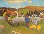 Gemaelde Reproduktion von Paul Gauguin Der große Herd in der Bretagne