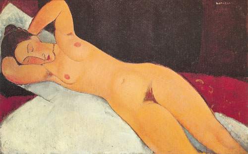 Amedeo Modigliani Desnudo con Necklace sus ojos cerrados reproduccione de cuadro