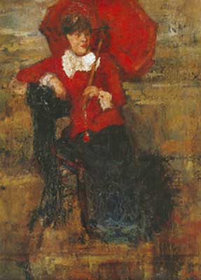 James Ensor La Señora del Parasol Rojo reproduccione de cuadro