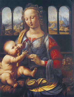 Leonardo Da Vinci Madonna con clavel reproduccione de cuadro