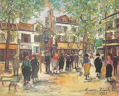 Maurice Utrillo Place du Tertre en Montmartre reproduccione de cuadro