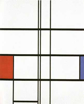 Piet Mondrian Composición con rojo y azul reproduccione de cuadro