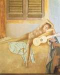 Balthasar Balthus Desnudo con una guitarra reproduccione de cuadro