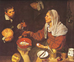 Diego Rodriguez de Silva Velazquez Mujer vieja Cocinando huevos reproduccione de cuadro