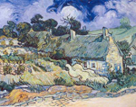 Vincent Van Gogh Cottages de paja en Cordeville reproduccione de cuadro