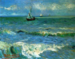 Vincent Van Gogh Paisaje marino en Saintes - Mares - de - la - Mer - Impasto Pintura reproduccione de cuadro