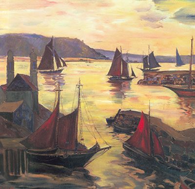 Voiles rouges au coucher du soleil