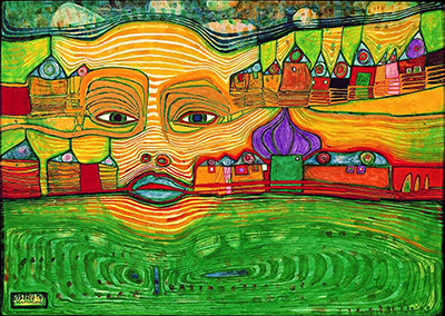 Friedensreich Hundertwasser Irinaland sur les Balkans reproduction-de-tableau