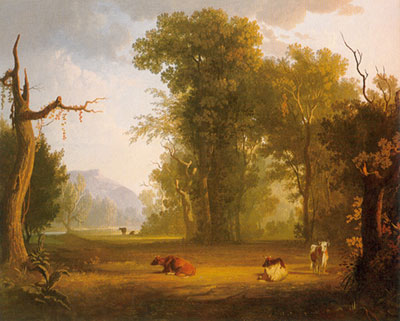 George Caleb Bingham Paysage avec du bétail reproduction-de-tableau