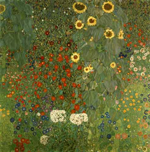 Gustave Klimt Jardin de la ferme avec des tournesols reproduction-de-tableau