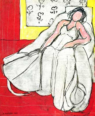Henri Matisse Jeune fille en blanc sur fond rouge reproduction-de-tableau