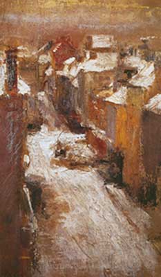 James Ensor Rue de Flandre dans la neige reproduction-de-tableau