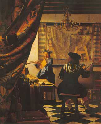 Johannes Vermeer L'allégorie de la peinture reproduction-de-tableau