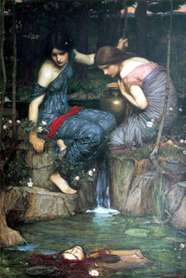 John William Waterhouse Nymphes trouver la tête d'Orphée reproduction-de-tableau
