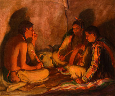 Joseph Henry Sharp L'incendie du Conseil reproduction-de-tableau