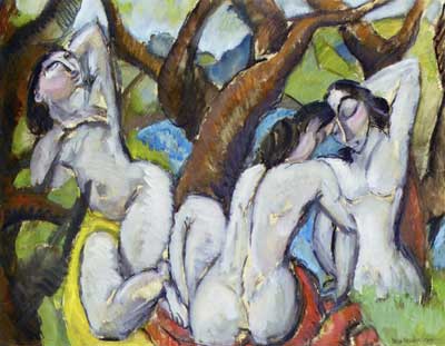 Max Weber Trois nus dans une forêt reproduction-de-tableau