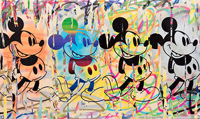 Mr Brainwash Quatre Mickeys reproduction-de-tableau