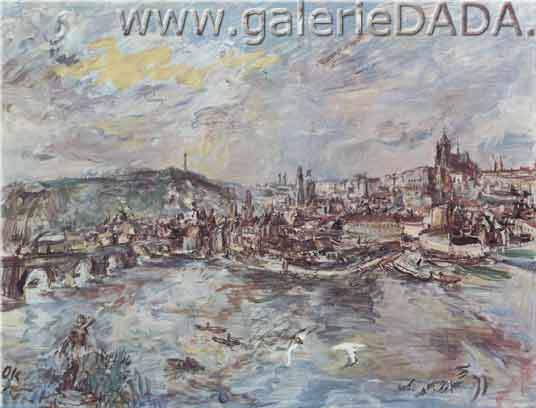 Oscar Kokoschka Port de Prague Vltava reproduction-de-tableau