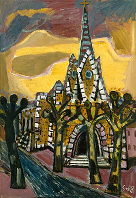 Otto Dix Kirche von Arnas II reproduction-de-tableau