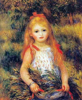 Pierre August Renoir Petite fille avec une gerbe reproduction-de-tableau