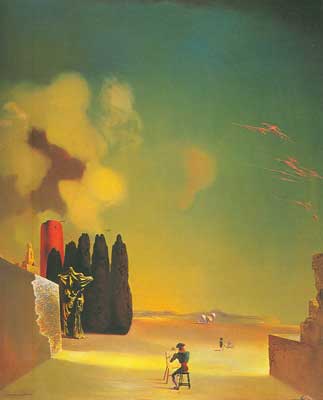 Salvador Dali éléments énigmatiques dans un paysage reproduction-de-tableau
