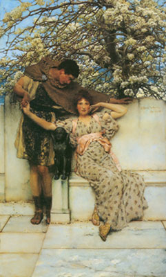 Sir Lawrence Alma-Tadema Promesse du printemps reproduction-de-tableau