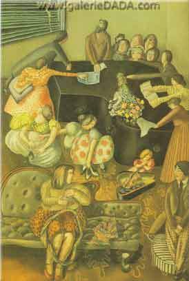 Stanley Spencer Au piano reproduction-de-tableau
