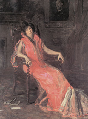 Thomas Eakins L'actrice (portrait de Suzanne Santje) reproduction-de-tableau