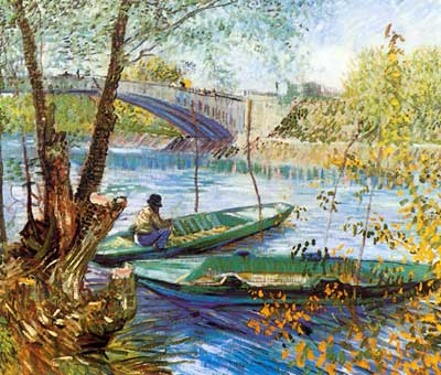 Vincent Van Gogh La pêche au printemps (Thick Impasto Paint) reproduction-de-tableau