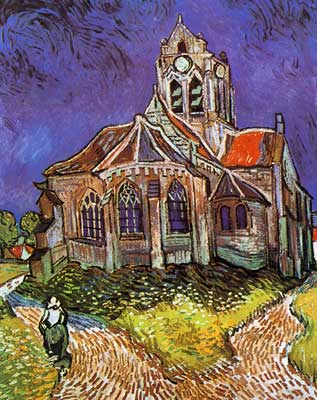 Vincent Van Gogh L'église d'Auvers (Thick Impasto Paint) reproduction-de-tableau
