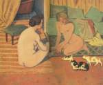 Felix Vallotton Femmes avec chats reproduction de tableau
