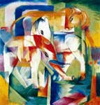 Franz Marc éléphant, cheval, bétail, hiver reproduction de tableau