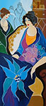 Itzchak Tarkay La dame aux fleurs reproduction de tableau