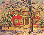Lawren Harris Red House Winter reproduction de tableau