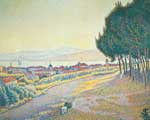 Paul Signac La ville au coucher du soleil, Saint Tropez reproduction de tableau