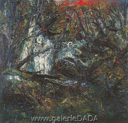 Lovers in a Forest with Black Birds and Nest