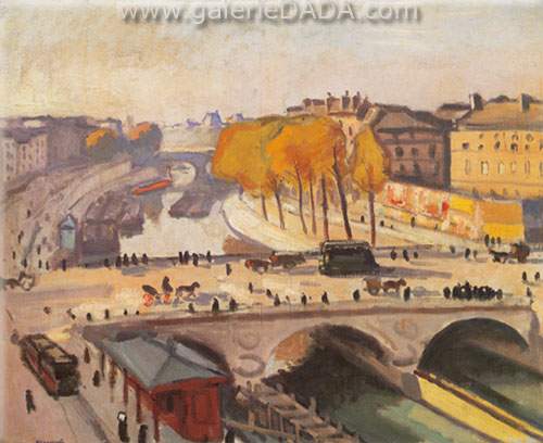 Le Pont Saint-Michel et le Quai des Grands August - Albert Albert, Fine Art Reproduction Oil Painting