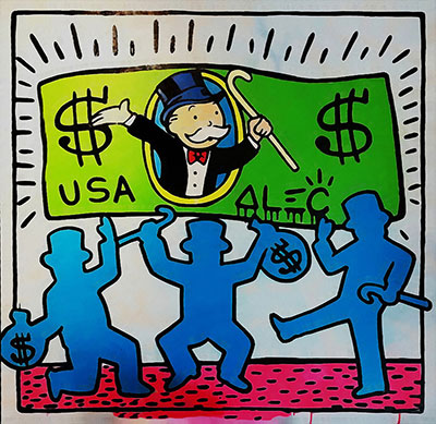 Alec Monopoly, Haring Fine Art Reproduction Oil Painting